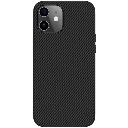 Apple iPhone 12 Mini NILLKIN Synthetic Fiber karbon mintás műanyag hátlapi tok, Fekete