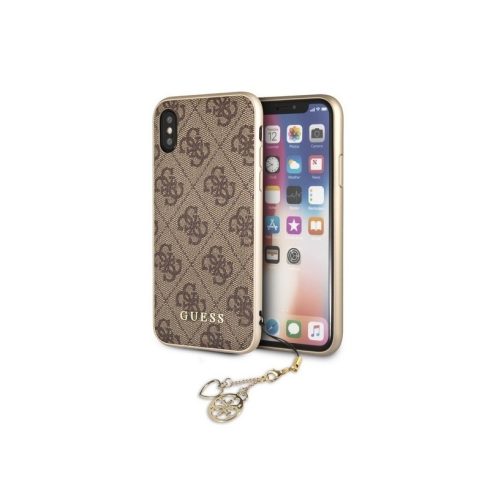 Apple iPhone X / XS Guess (GUHCPXGF4GBR) Charms hátlapi tok, Barna