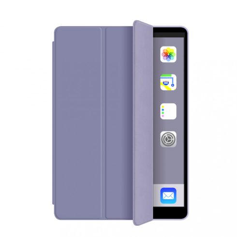 Apple iPad 10,2" (2019) Smart Book flip tok pencil tartóval, átlátszó hátlappal, Lila