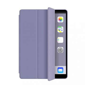   Apple iPad Air 10,9" (2020) Smart Book flip tok pencil tartóval, átlátszó hátlappal, Lila