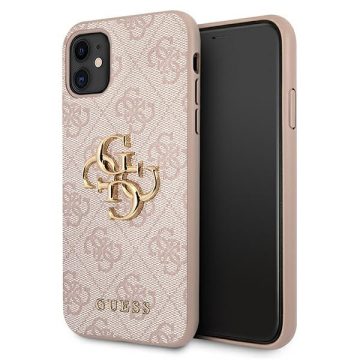   Apple iPhone 11 Guess (GUHCN614GMGPI) 4G Big Metal Logo hátlapi tok, Pink