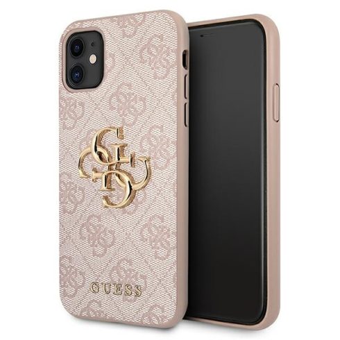 Apple iPhone 11 Guess (GUHCN614GMGPI) 4G Big Metal Logo hátlapi tok, Pink