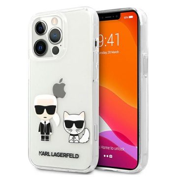  Apple iPhone 13 Pro Max Karl Lagerfeld (KLHCP13XCKTR) Karl & Choupette hátlapi tok, Átlátszó
