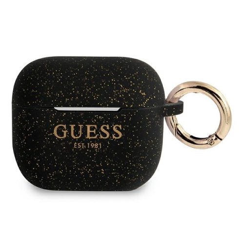 Guess Apple AirPods 3 (GUA3SGGEK) Silicone Glitter szilikon tok, Fekete