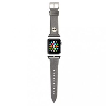   Apple Watch 38mm / 40mm / 41mm Karl Lagerfeld (KLAWMOKHG) Saffiano Karl Head óraszíj, Ezüst