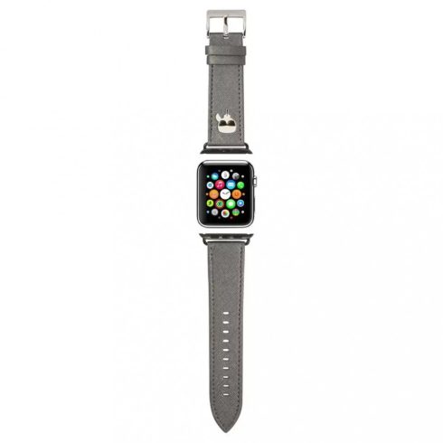 Apple Watch 42mm / 44mm / 45mm Karl Lagerfeld (KLAWLOKHG) Saffiano Karl Head óraszíj, Ezüst