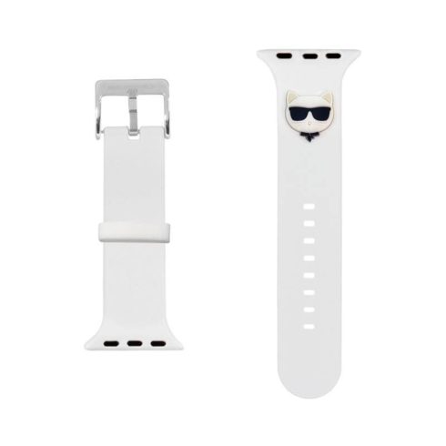 Apple Watch 38mm / 40mm / 41mm Karl Lagerfeld (KLAWMSLCW) Choupette Head óraszíj, Fehér