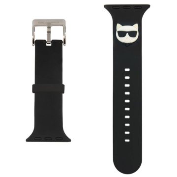   Apple Watch 42mm / 44mm / 45mm Karl Lagerfeld (KLAWLSLCK) Choupette Head óraszíj, Fekete