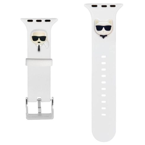 Apple Watch 42mm / 44mm / 45mm Karl Lagerfeld (KLAWLSLCKW) Karl & Choupette Head óraszíj, Fehér
