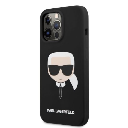 Apple iPhone 13 Pro Max Karl Lagerfeld (KLHCP13XSLKHBK) Karl Head szilikon tok, Fekete