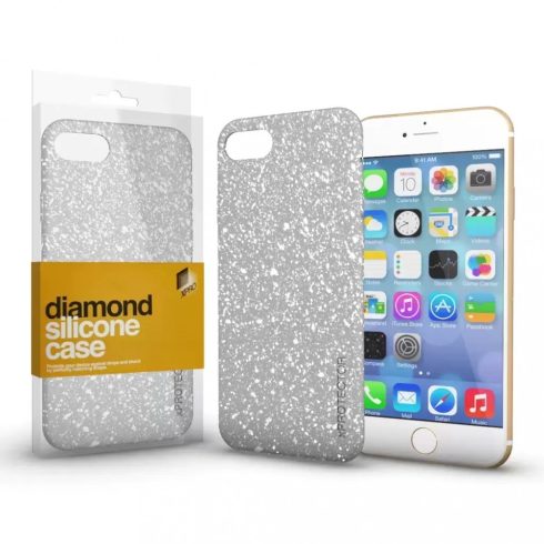 Apple iPhone 14 Plus Diamond (glitteres) prémium szilikon tok, Ezüst