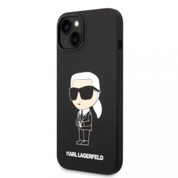   Apple iPhone 14 Karl Lagerfeld (KLHCP14SSNIKBCK) Ikonik szilikon tok, Fekete
