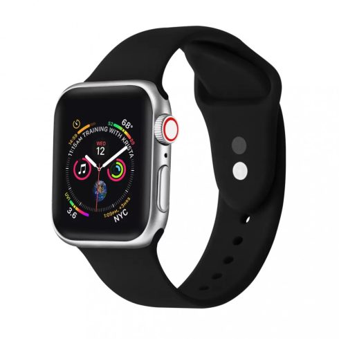Apple Watch szilikon sport szíj (42mm/44mm/45mm/49mm), Fekete