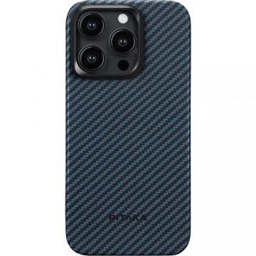  Apple iPhone 15 Pro Max Pitaka MagEZ Case 4 Aramid 1500D Twill tok - MagSafe rögzítéssel, Fekete/Kék