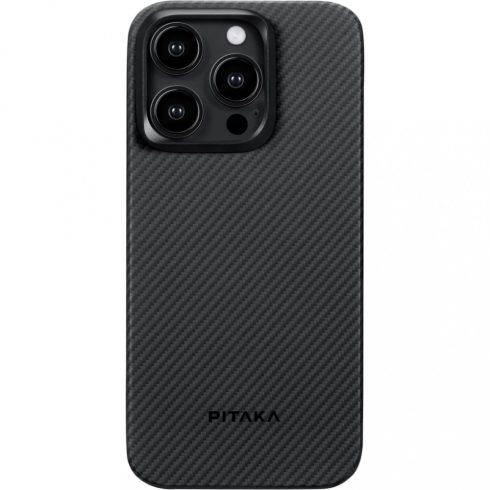 Apple iPhone 15 Pro Max Pitaka MagEZ Case 4 Aramid 600D Twill tok - MagSafe rögzítéssel, Fekete/Szürke