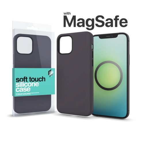 Apple iPhone 16 Plus MagSafe rögzítésű Soft Touch Slim prémium szilikon tok, Fekete