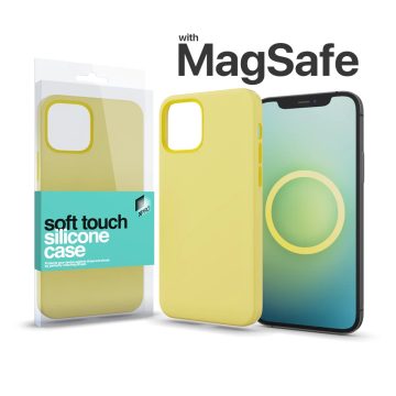   Apple iPhone 16 MagSafe rögzítésű Soft Touch Slim prémium szilikon tok, Sárga