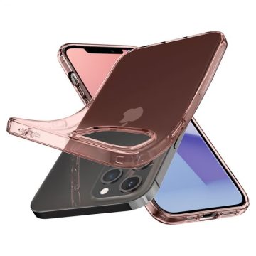   Apple iPhone 12 Pro Max Spigen Crystal Flex Rose Crystal szilikon tok, Rózsaszín Átlátszó