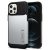 Apple iPhone 12 Pro Max Spigen Slim Armor Satin Silver ütésálló szilikon hátlapi tok, Ezüst