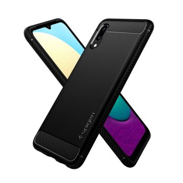   Samsung Galaxy A02 Spigen Rugged Armor Matte Black szilikon hátlapi tok, Fekete