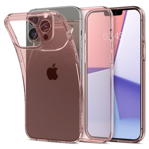 Apple iPhone 13 Pro Max Spigen Crystal Flex Rose Crystal szilikon tok, Rózsaszín/Átlátszó