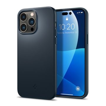   Apple iPhone 14 Pro Max Spigen Thin Fit Metal Slate műanyag hátlapi tok, Sötétkék