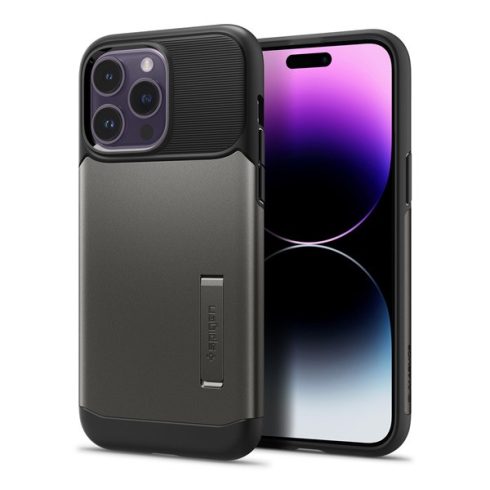 Apple iPhone 14 Pro Max Spigen Slim Armor Black ütésálló szilikon hátlapi tok, Fekete