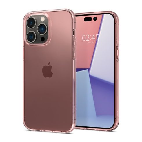 Apple iPhone 14 Pro Max Spigen Crystal Flex Rose Crystal szilikon tok, Rózsaszín/Átlátszó