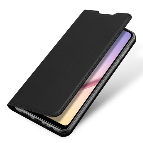 Samsung Galaxy A21 Dux Ducis Skin Pro bőr hatású wallet típusú flip tok, Fekete