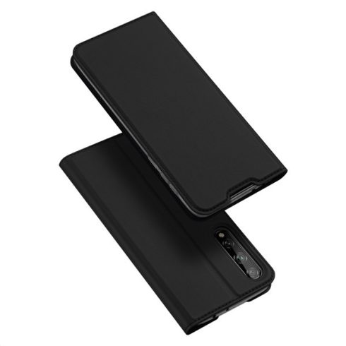 Huawei Y8P Dux Ducis Skin Pro bőr hatású wallet típusú flip tok, Fekete