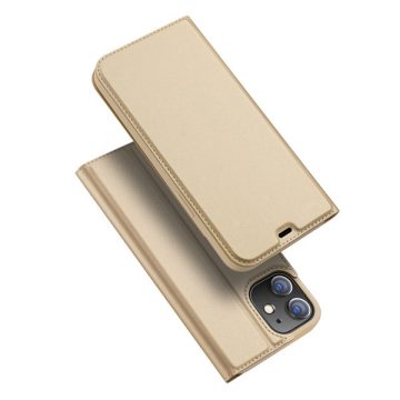   Apple iPhone 12 Dux Ducis Skin Pro bőr hatású wallet típusú flip tok, Arany