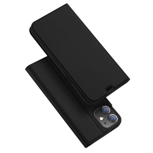 Apple iPhone 12 Dux Ducis Skin Pro bőr hatású wallet típusú flip tok, Fekete