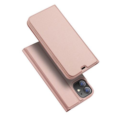 Apple iPhone 12 Mini Dux Ducis Skin Pro bőr hatású wallet típusú flip tok, Rozéarany