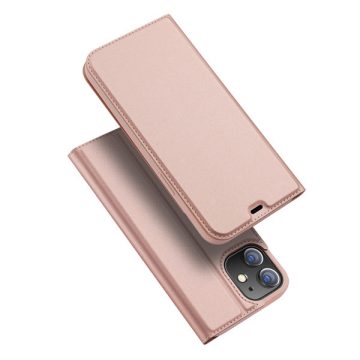   Apple iPhone 12 Dux Ducis Skin Pro bőr hatású wallet típusú flip tok, Rozéarany