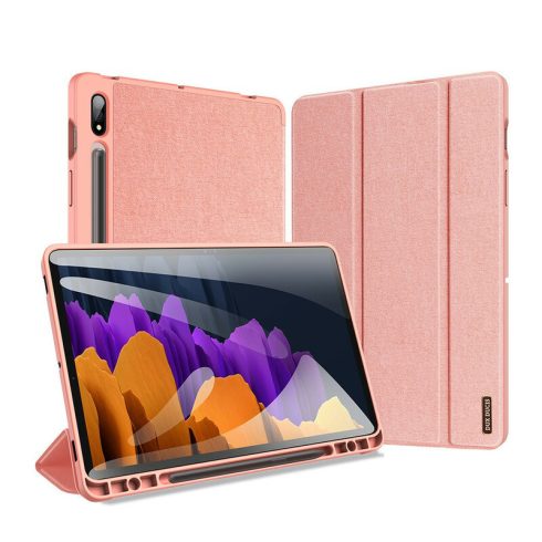 Samsung Galaxy Tab S7 LTE 5G (SM-T876) Dux Ducis DOMO bőr hatású tablet tok, Rózsaszín