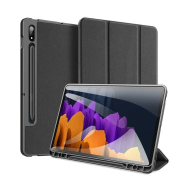   Samsung Galaxy Tab S7 LTE 5G (SM-T876) Dux Ducis DOMO bőr hatású tablet tok, Fekete