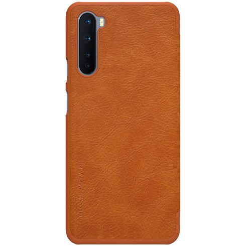 OnePlus Nord NILLKIN QIN bőr hatású wallet típusú flip tok, Barna