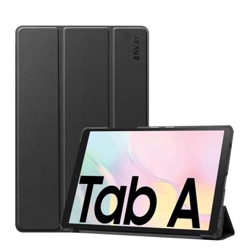 Samsung Galaxy Tab A7 10.4" (2020) ENKAY bőr hatású tablet tok, Fekete