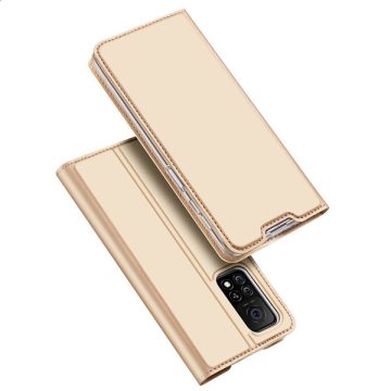   Xiaomi Mi 10T Pro Dux Ducis Skin Pro bőr hatású wallet típusú flip tok, Arany