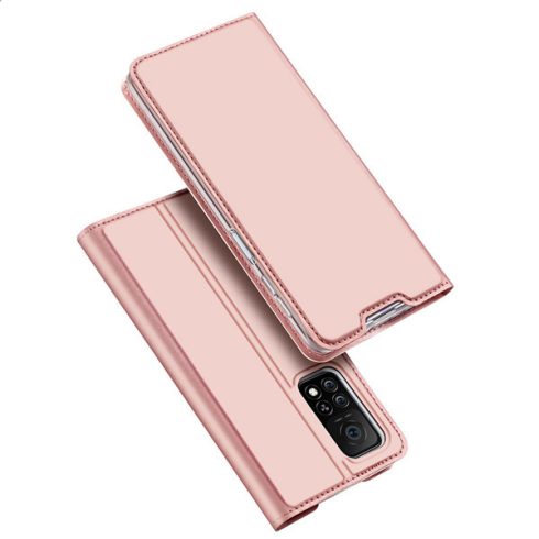 Xiaomi Mi 10T Pro Dux Ducis Skin Pro bőr hatású wallet típusú flip tok, Rozéarany