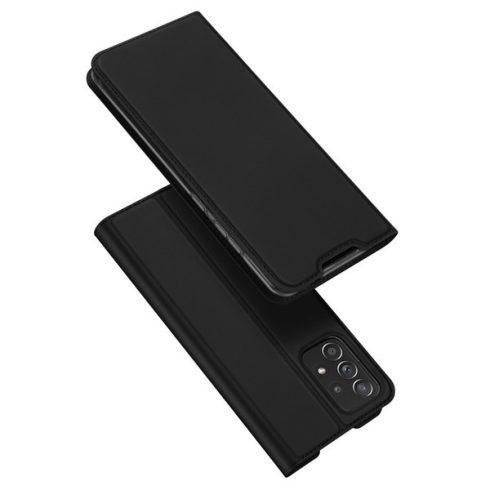 Samsung Galaxy A72 Dux Ducis Skin Pro bőr hatású wallet típusú flip tok, Fekete