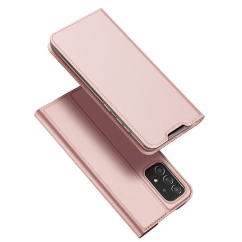 Samsung Galaxy A72 Dux Ducis Skin Pro bőr hatású wallet típusú flip tok, Rozéarany