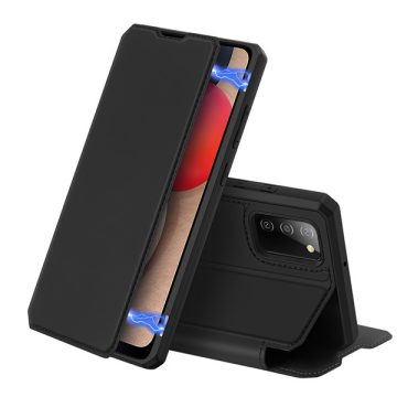   Samsung Galaxy A02s Dux Ducis Skin X bőr hatású wallet típusú flip tok, Fekete