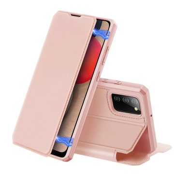   Samsung Galaxy A02s Dux Ducis Skin X bőr hatású wallet típusú flip tok, Rózsaszín