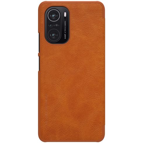 Xiaomi Poco F3 NILLKIN QIN bőr hatású wallet típusú flip tok, Barna