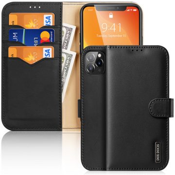   Apple iPhone 11 Pro Max Dux Ducis Hivo bőr wallet típusú flip tok, Fekete