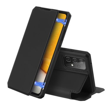   Samsung Galaxy A72 5G Dux Ducis Skin X bőr hatású wallet típusú flip tok, Fekete