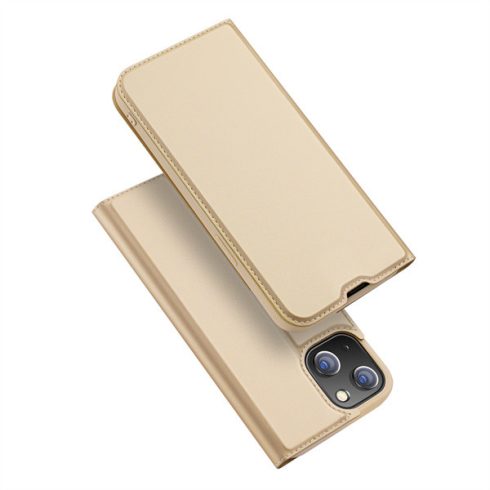 Apple iPhone 13 Mini Dux Ducis Skin Pro bőr hatású wallet típusú flip tok, Arany