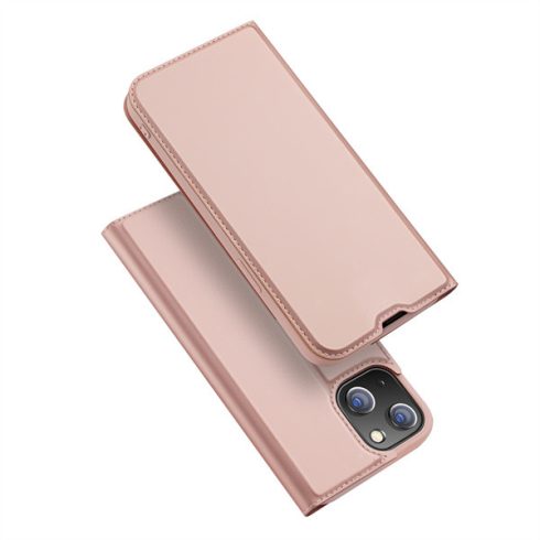 Apple iPhone 13 Mini Dux Ducis Skin Pro bőr hatású wallet típusú flip tok, Rozéarany