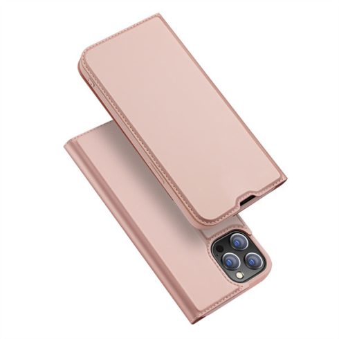 Apple iPhone 13 Pro Dux Ducis Skin Pro bőr hatású wallet típusú flip tok, Rozéarany